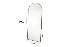 Espejo de pie arqueado 177×77 cm con marco – Diseño elegante y vintage, versátil (colgar o colocar) Dorado New