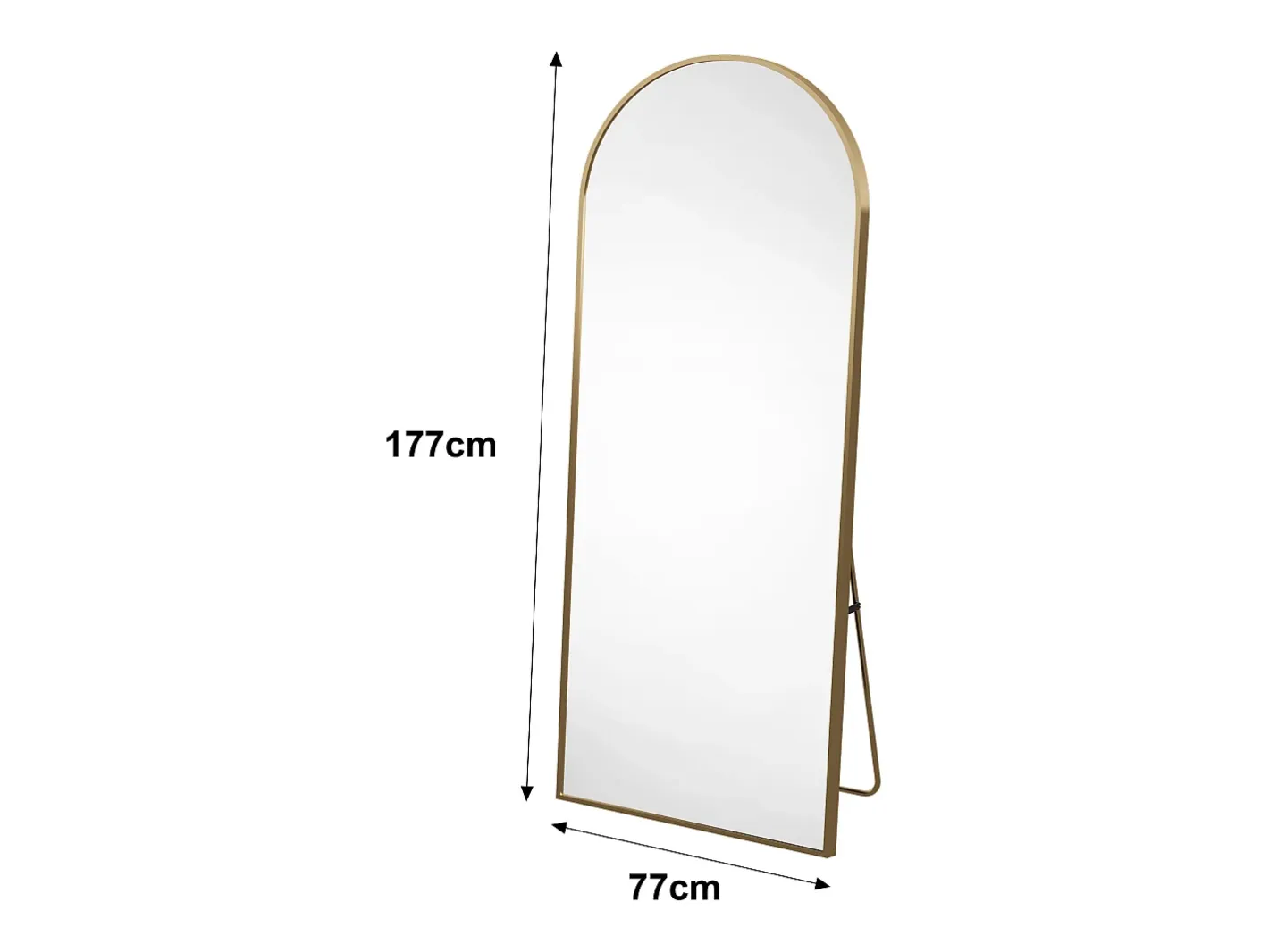 Espejo de pie arqueado 177×77 cm con marco – Diseño elegante y vintage, versátil (colgar o colocar) Dorado New