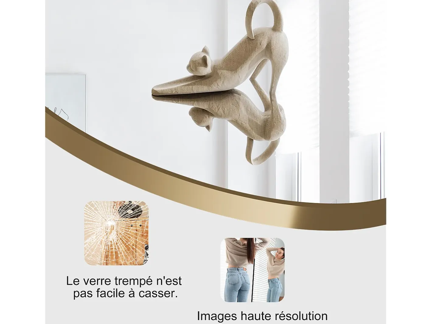 Espejo de pie arqueado 177×77 cm con marco – Diseño elegante y vintage, versátil (colgar o colocar) Dorado Clearance