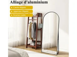 Espejo-Espejo de pie arqueado 177×77 cm con marco – Diseño elegante y vintage, versátil (colgar o colocar) Negro