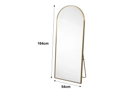Hot Espejo de pie arqueado 164×54 cm con marco – Diseño elegante y vintage, versátil (colgar o colocar) Dorado
