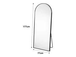 Best Espejo de pie arqueado 177×77 cm con marco – Diseño elegante y vintage, versátil (colgar o colocar) Negro