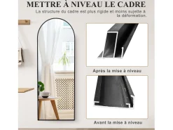 Best Espejo de pie arqueado 177×77 cm con marco – Diseño elegante y vintage, versátil (colgar o colocar) Negro