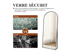 Best Espejo de pie arqueado 177×77 cm con marco – Diseño elegante y vintage, versátil (colgar o colocar) Negro