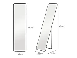 Homcom Espejo de pie Atlantis luz LED ajustable 150x40 cm Negro Discount
