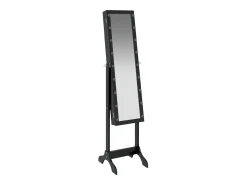 Espejo-Espejo de pie blanco con LED 34x37x146 cm Negro