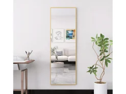 Outlet Espejo de pie de 150 x 40 cm, marco de aluminio , espejo de pared moderno para colocar de pie o colgar Dorado