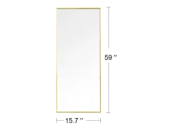 Outlet Espejo de pie de 150 x 40 cm, marco de aluminio , espejo de pared moderno para colocar de pie o colgar Dorado