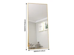Espejo de pie de 180 x 80 cm, marco de aluminio , espejo de pared moderno para colocar de pie o colgar Dorado Online