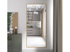 Espejo de pie de 180 x 80 cm, marco de aluminio , espejo de pared moderno para colocar de pie o colgar Dorado Online