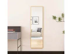 Espejo de pie de 140 x 40 cm, marco de aluminio , espejo de pared moderno para colocar de pie o colgar Dorado Discount