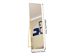 Espejo de pie de 140 x 40 cm, marco de aluminio , espejo de pared moderno para colocar de pie o colgar Dorado Discount