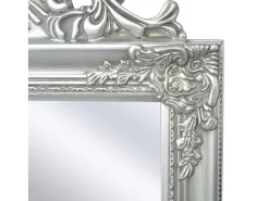 Espejo de pie estilo barroco 160x40 cm Plata Plateado