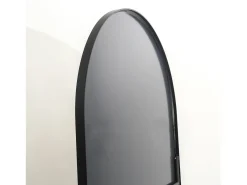 Espejo-Espejo de pie, marco de aluminio con soporte, alto 162 cm, ancho 53 cm, Negro