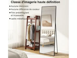 Sale Espejo de pie rectangular 164×54 cm con marco – Diseño minimalista y moderno Negro