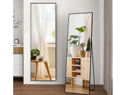 Sale Espejo de pie rectangular 164×54 cm con marco – Diseño minimalista y moderno Negro