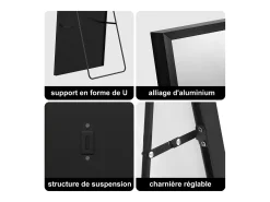 Sale Espejo de pie rectangular 164×54 cm con marco – Diseño minimalista y moderno Negro