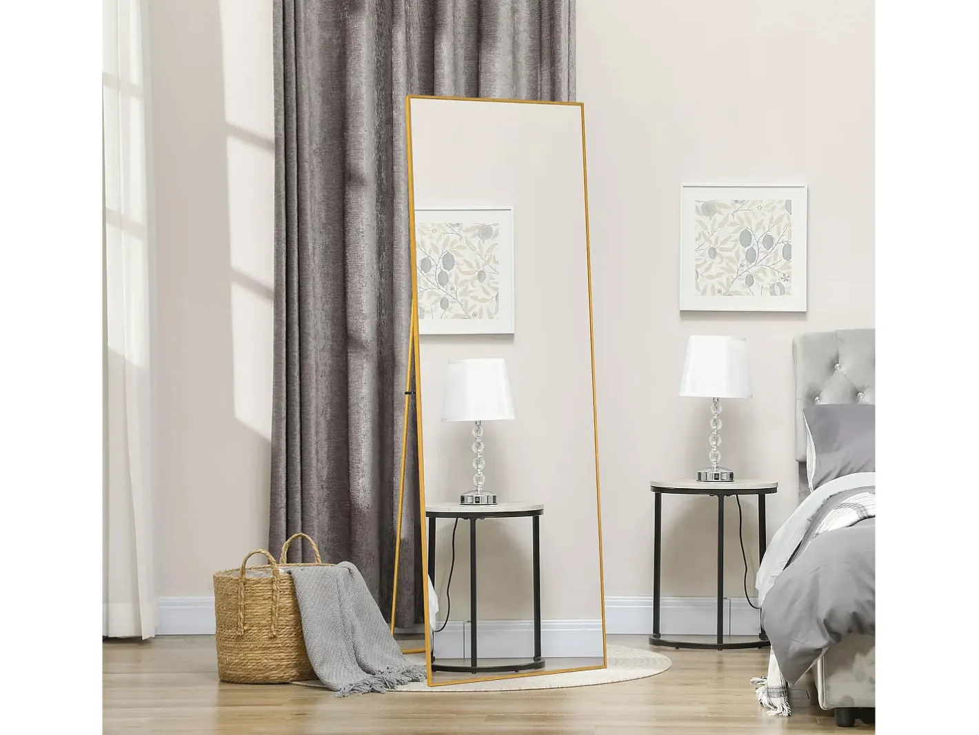 Sale Espejo de pie rectangular 174×63 cm con marco – Diseño minimalista y moderno Dorado