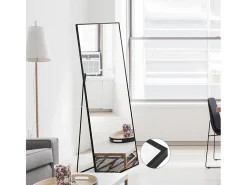 Espejo-Espejo de pie rectangular con marco de metal HD Espejo de pie grande para sala de estar, dormitorio y vestidor Espejo 150x40cm Negro