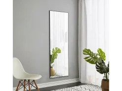 Espejo-Espejo de pie rectangular con marco de metal HD Espejo de pie grande para sala de estar, dormitorio y vestidor Espejo 150x40cm Negro