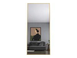 Hot Espejo de pie rectangular con marco de metal HD Espejo de pie grande para sala de estar, dormitorio y vestidor Espejo 180x80cm Dorado