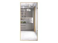Hot Espejo de pie rectangular con marco de metal HD Espejo de pie grande para sala de estar, dormitorio y vestidor Espejo 180x80cm Dorado