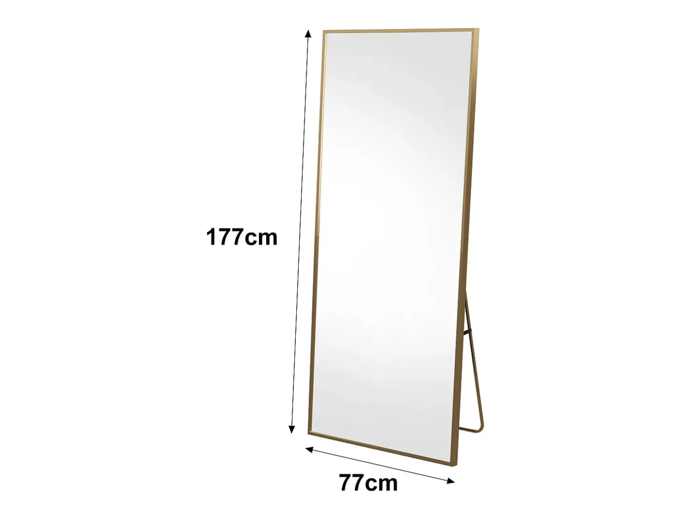 Espejo-Espejo de pie rectangular 177×77 cm con marco – Diseño minimalista y moderno Dorado