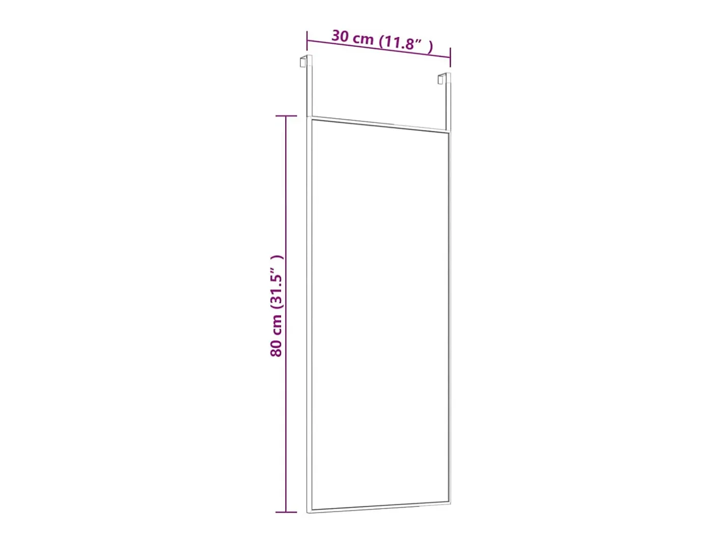 Espejo de puerta 30x80 cm Cristal y aluminio Dorado Outlet