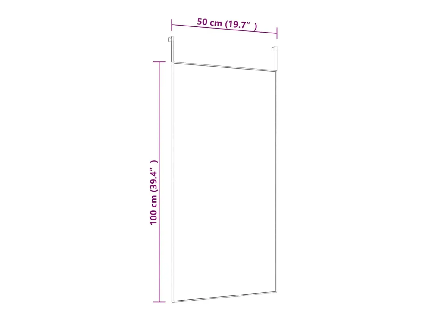 Espejo de puerta 50x100 cm Cristal y aluminio Dorado New