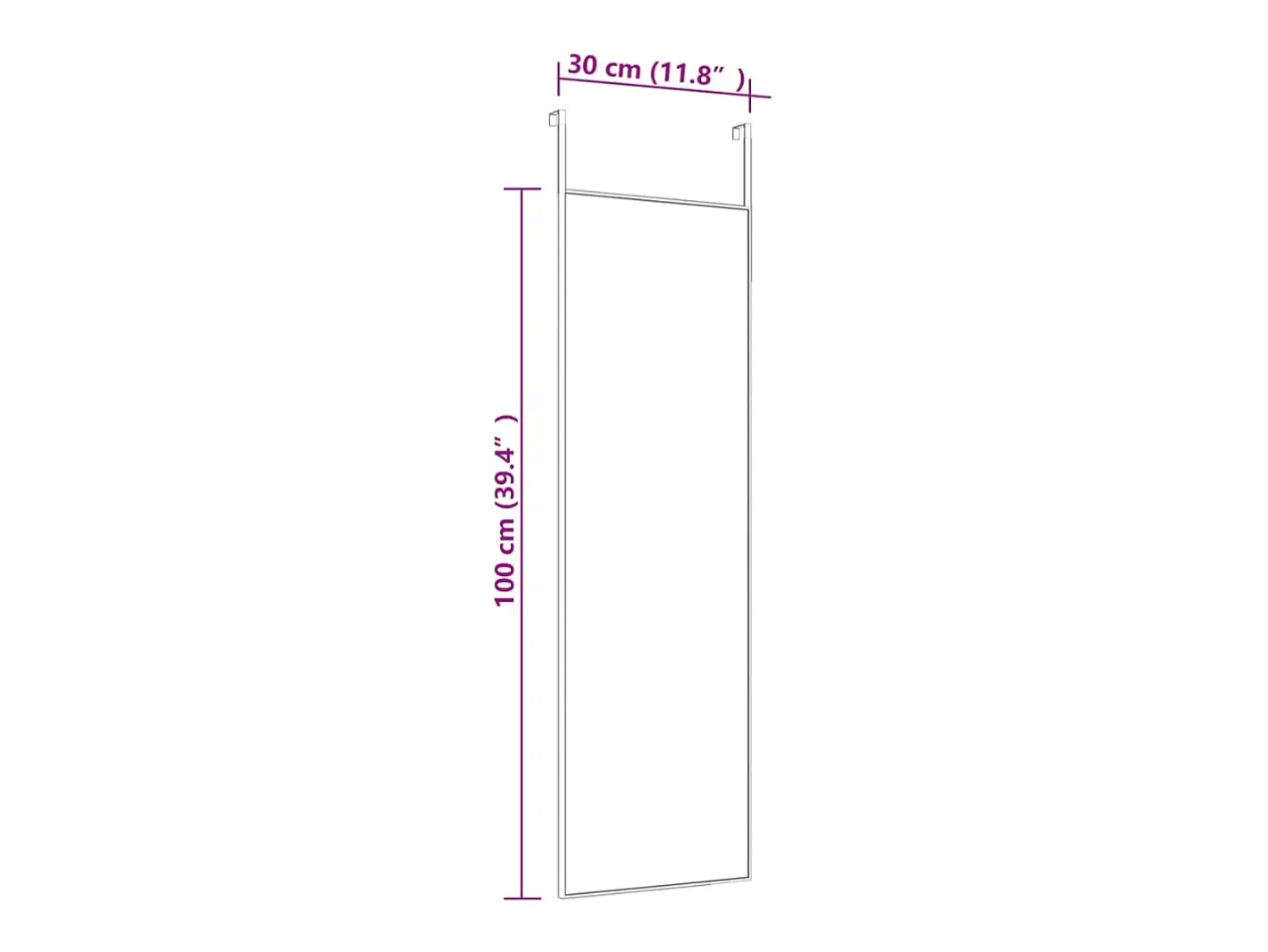 Espejo-Espejo de puerta 30x100 cm Cristal y aluminio Negro