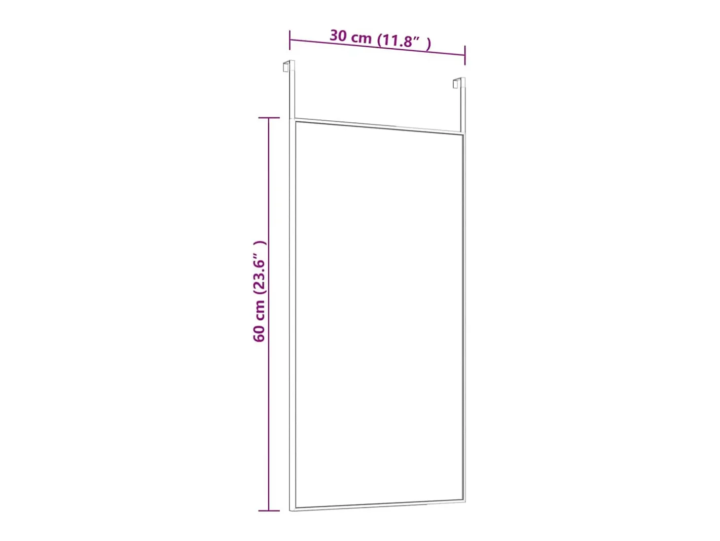 Espejo-Espejo de puerta 30x60 cm Cristal y aluminio Negro