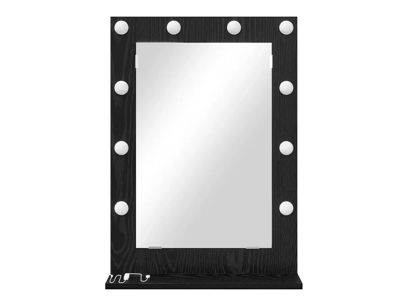 Espejo De Pared|Espejo-Espejo de tocador con espejo Roble 70 x 50 x 18 cm Negro