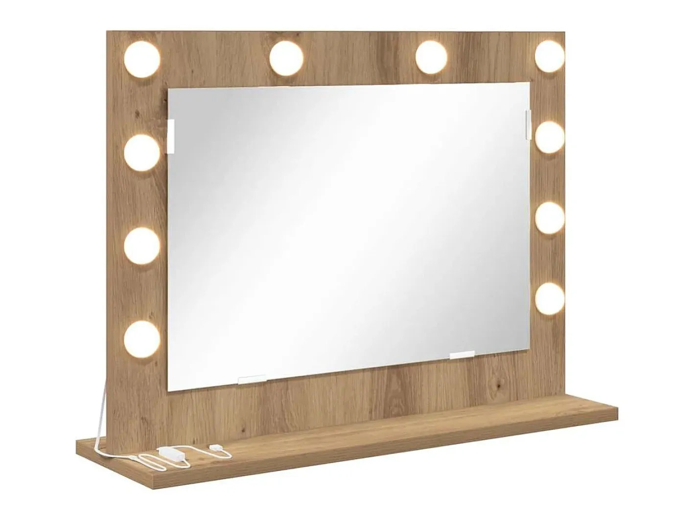 Espejo De Pared|Espejo-Espejo de tocador con espejo Roble artesanal 60 x 45 x 18 cm Marru00f3n