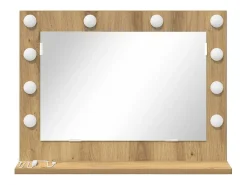Espejo De Pared|Espejo-Espejo de tocador con espejo Roble artesanal 60 x 45 x 18 cm Marru00f3n