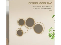Discount Homcom Espejo decorativo Dilux 4 espejos 68x110x2 cm Dorado
