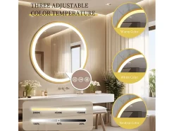 Best Fativo Espejo decorativo redondo grande espejos de pared espejos de pared diseño dormitorio 80cm Dorado