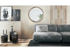 Online Espejo Globe 80 cm, Espejo de Pared Redondo Decorativo para Recibidor y Sala de Estar con Marco de MDF en aspecto en bronce Marru00f3n