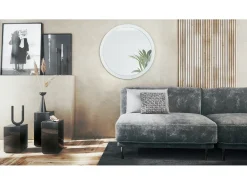 Espejo Globe 80 cm, Espejo de Pared Redondo Decorativo para Recibidor y Sala de Estar con Marco de MDF en mate Blanco