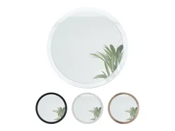 Clearance Espejo Globe 80 cm, Espejo de Pared Redondo Decorativo para Recibidor y Sala de Estar con Marco de MDF en gris arena de alto brillo Beige