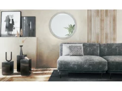 Espejo Globe 80 cm, Espejo de Pared Redondo Decorativo para Recibidor y Sala de Estar con Marco de MDF en hormigón oxidado Color natural oscuro Best