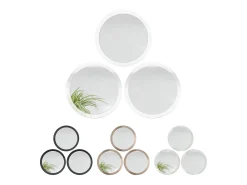 Espejo Globe 50 cm juego de 3, 3 espejos de pared redondos decorativos para pasillo y salón con marco de MDF en hormigón oxidado Color natural oscuro New