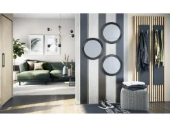 Espejo Globe 50 cm juego de 3, 3 espejos de pared redondos decorativos para pasillo y salón con marco de MDF en de alto brillo Negro Online