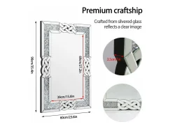Fativo Espejo De Pared|Espejo-Espejo grande decorativo rectangular, espejo de pared decorativo, espejos de pared, marco de diseño para el hogar, 90x60cm Plateado
