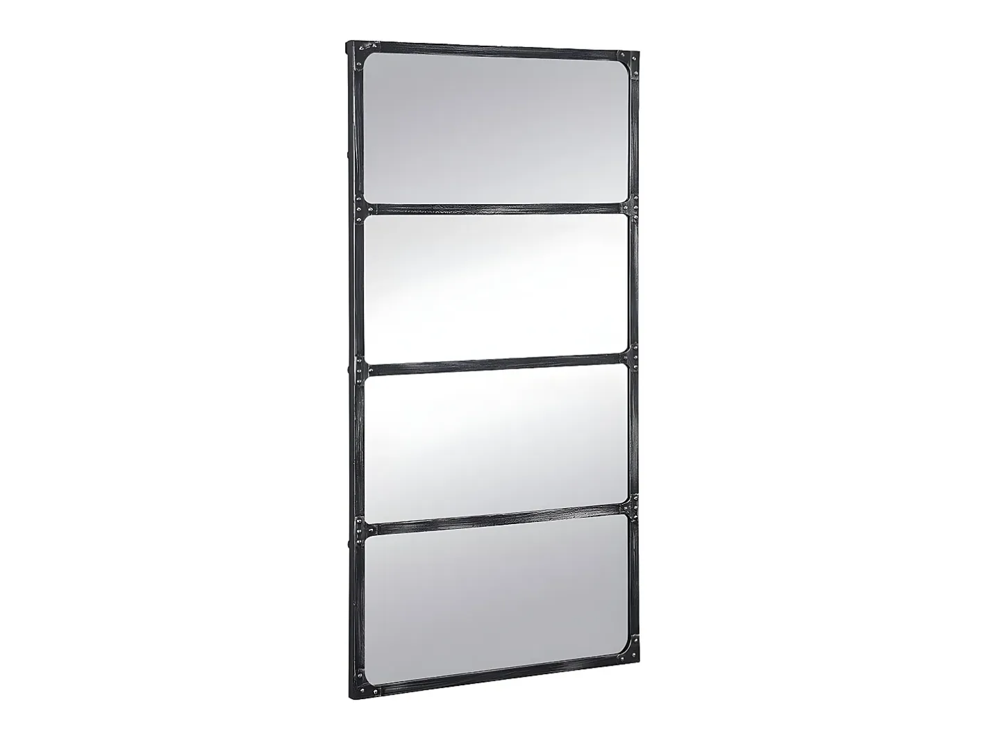 OZAIA Espejo industrial de hierro - Ancho 140 x Alt. 75 cm - efecto envejecido - MAASTRICHT Negro New