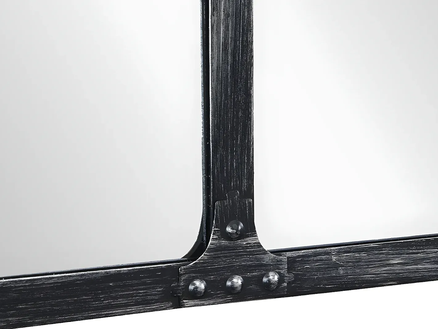 OZAIA Espejo industrial de hierro - Ancho 140 x Alt. 75 cm - efecto envejecido - MAASTRICHT Negro New