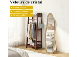 Discount Espejo irregular 160×50 cm con marco de terciopelo – Diseño moderno, vidrio templado HD Dorado