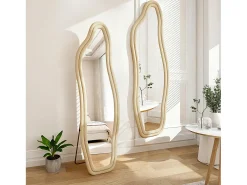Discount Espejo irregular 160×50 cm con marco de terciopelo – Diseño moderno, vidrio templado HD Dorado