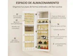 Discount Homcom Espejo joyero Selene con luz LED 118x44x16 cm Blanco