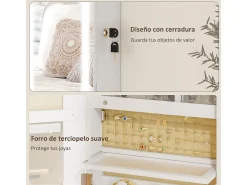 Discount Homcom Espejo joyero Selene con luz LED 118x44x16 cm Blanco