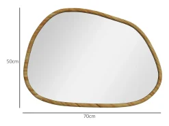 Outlet Homcom Espejo Kendra forma irregular marco madera natural 50x70x2,1 cm Color natural claro